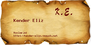 Kender Eliz névjegykártya